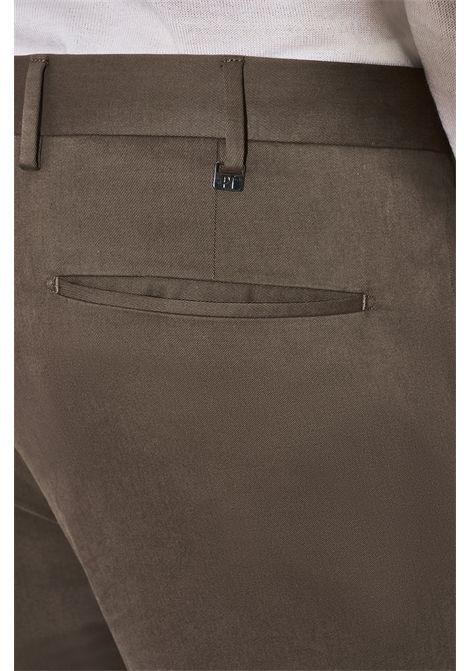 PT Torino Pantaloni Skinny Dieci in Gabardina Stretch Fango Uomo PT TORINO | Pantaloni | CO-ASX0Z00FWD0155